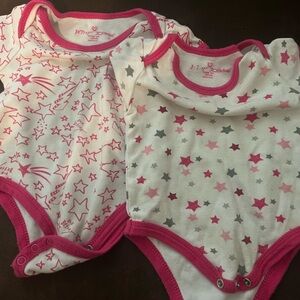 Set of Two Betsey Johnson Baby Girls' Pink Star-Print One-Piece Bodysuits 6mo